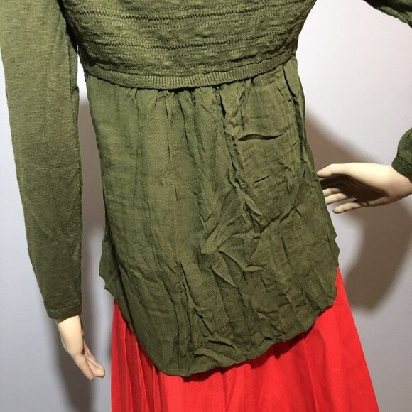 Style Co Sweater Women Size XS Green Army Olive Sheer Knit Hi Low Smock Crochet - Picture 5 of 10